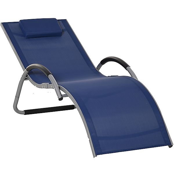 Outsunny Gartenliege aus Aluminium, Sonnenliege aus Textilene Blau mit abne günstig online kaufen