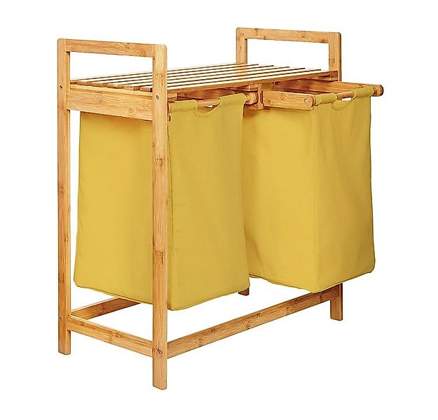 Lumaland Ausziehwäschekorb Bambus mit 2 ausziehbaren Wäschesäcken 73x64x33c günstig online kaufen