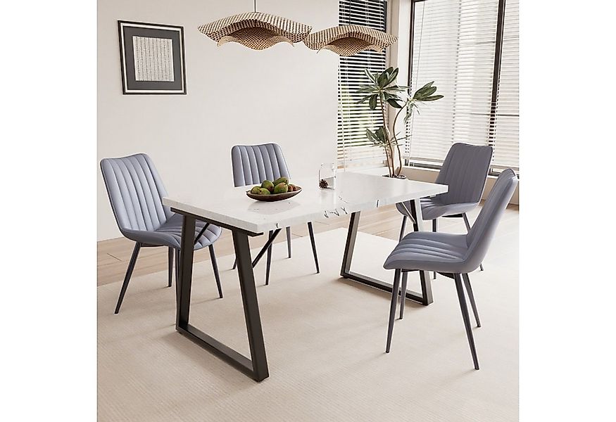 HOMAVO Essgruppe 5-teilig – Esstisch mit 4 Polsterstühlen, modern & vielsei günstig online kaufen