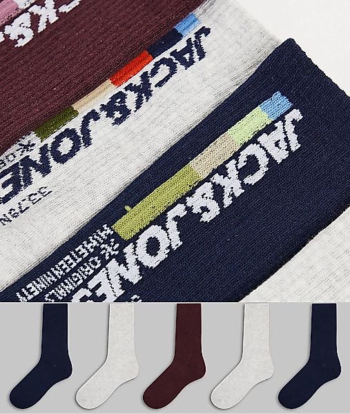 Jack & Jones – Tennissocken in verschiedenen Farben mit Logo im 5er-Pack-Me günstig online kaufen