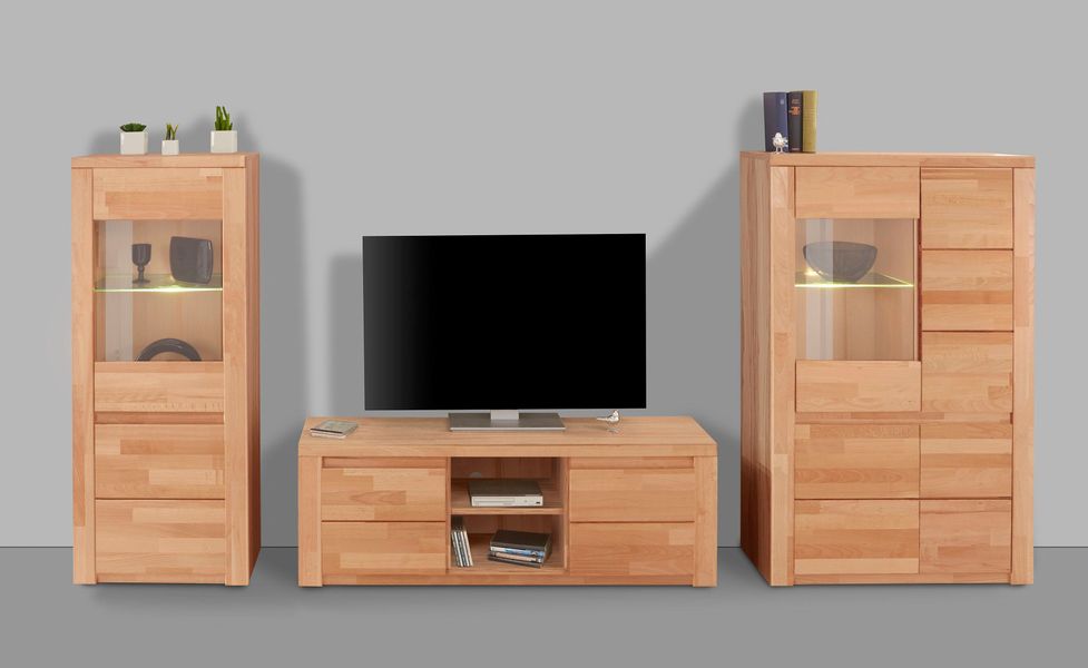 Home affaire Wohnwand "Burani" Set, 3 Stk. tlg. teilmassives Holz günstig online kaufen