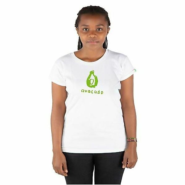 Damen T-shirt Aus Bio-baumwolle Mit Brustprint Avocado Weiß günstig online kaufen