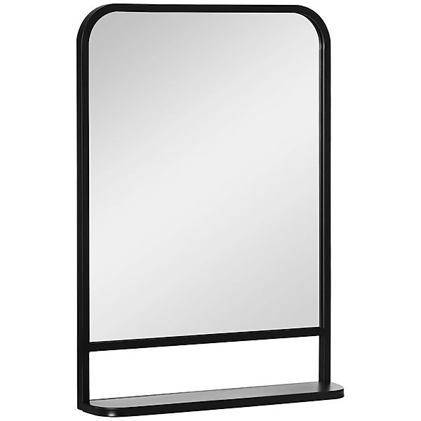 HOMCOM Wandspiegel 70 x 50cm Rechteckige mit Ablage Metall Schwarz günstig online kaufen