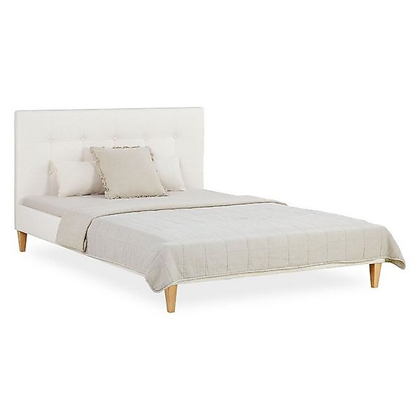 Homestyle4u Polsterbett 140x200 Doppelbett weicher Bouclé Stoff Beige elega günstig online kaufen
