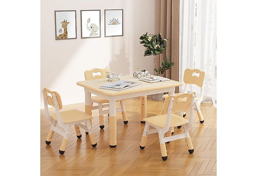 GarveeMore Kindersitzgruppe Kindertisch mit 4 Stühlen,80x60CM, (5-tlg), (5- günstig online kaufen