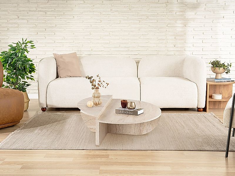 Couchtisch 2-teilig - Travertin-Optik - Beige- ALOEVA günstig online kaufen
