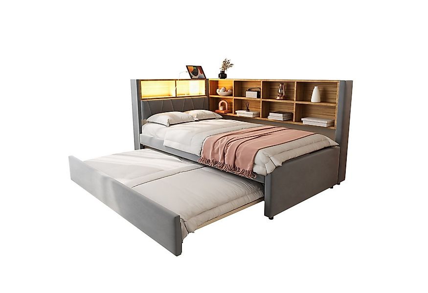 BlingBin Schlafsofa Polsterbett Stauraumbett mit Ausziehbares, Multifunktio günstig online kaufen