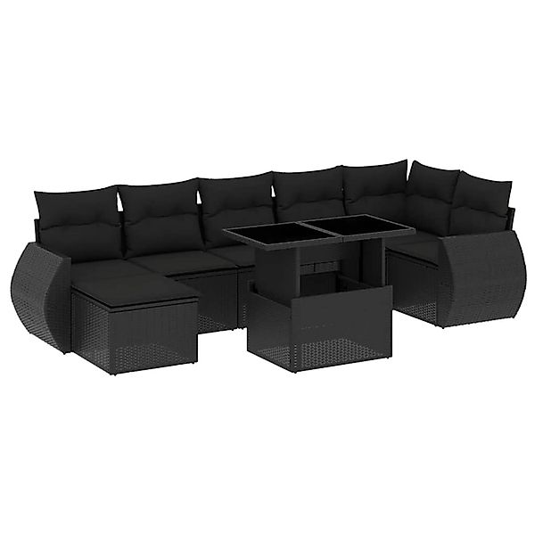 vidaXL 8-Tlg Garten-Sofagarnitur mit Kissen Schwarz Poly Rattan 3268685 günstig online kaufen