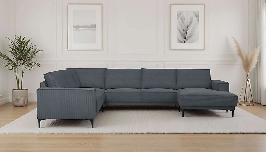 PLACES OF STYLE Wohnlandschaft "XXL Sofa Oland, Struktur, Flachgewebe, Luxu günstig online kaufen