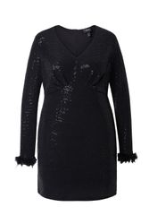 Ulla Popken Cocktailkleid Bodycon-Kleid Pailletten V-Ausschnitt günstig online kaufen