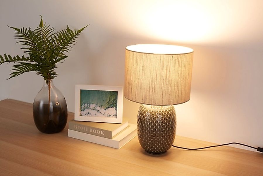 Pauleen Tischleuchte »Pretty Classy max60W 230V Grau, Beige / Keramik, Stof günstig online kaufen