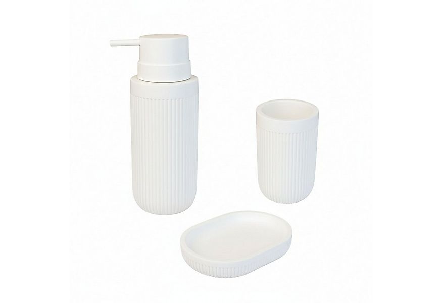 relaxdays Badaccessoire-Set Bad Accessoires 3-teilig, weiß günstig online kaufen