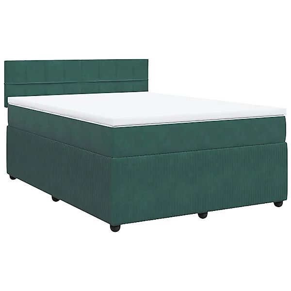 vidaXL Boxspringbett mit Matratze Dunkelgrün 160x200 cm Samt 3287785 günstig online kaufen