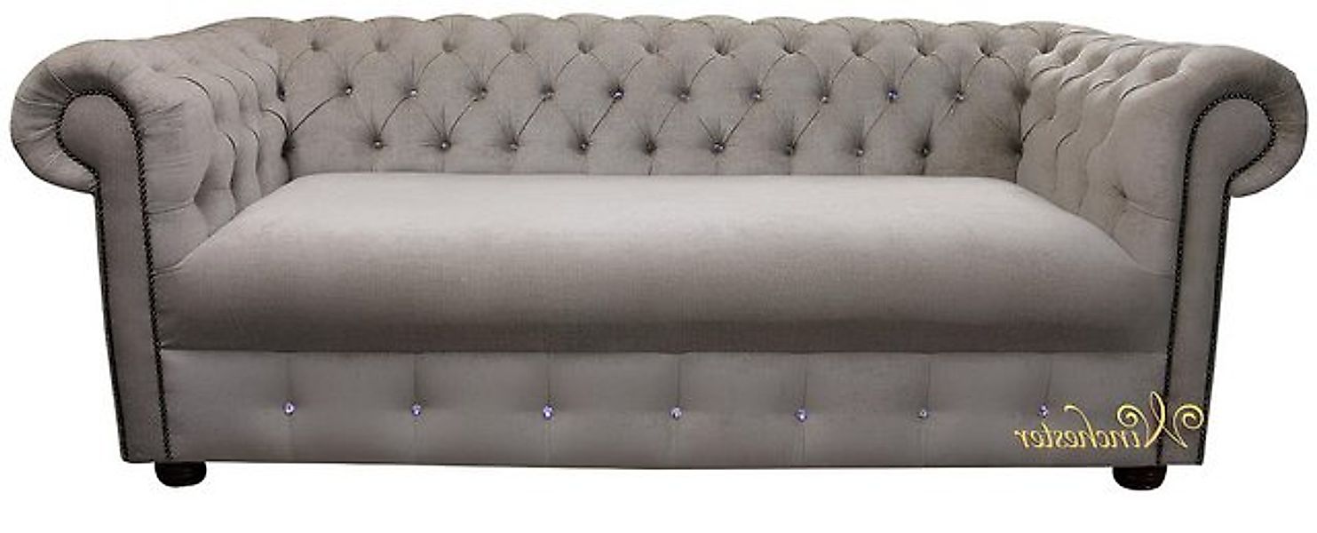 Xlmoebel Sofa Neu Chesterfield Stoff Sofa in Design Hellbraun für 3 Persone günstig online kaufen