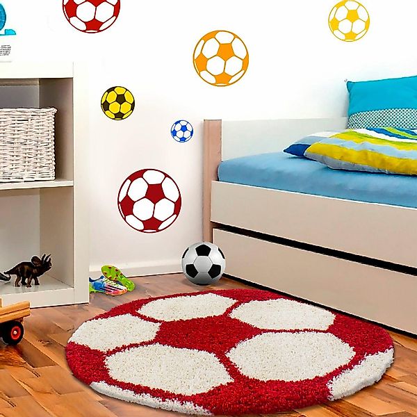 Ayyildiz Teppiche Kinderteppich Fun 6001, rund, Höhe: 30 mm, Fußball Design günstig online kaufen