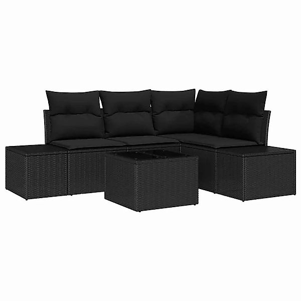 vidaXL Gartensofa-Set mit Speicher Schwarz Poly-Rattan 3355722 günstig online kaufen
