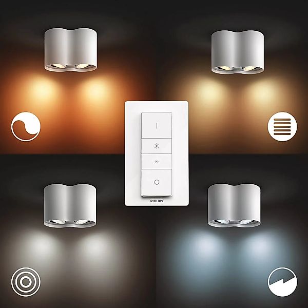 Smart Home Deckenleuchte White Amb. Pillar weiß 2 flg. 2 x 350lm Dimmschalt günstig online kaufen