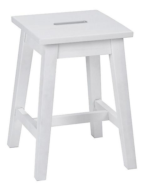 Home4You Sitzhocker, Weiß, Lackiert, Kiefernholz massiv, mit Mittelstrebe, günstig online kaufen