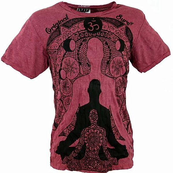 Guru-Shop T-Shirt Sure Herren T-Shirt Meditation Buddha - bordeaux Goa Styl günstig online kaufen