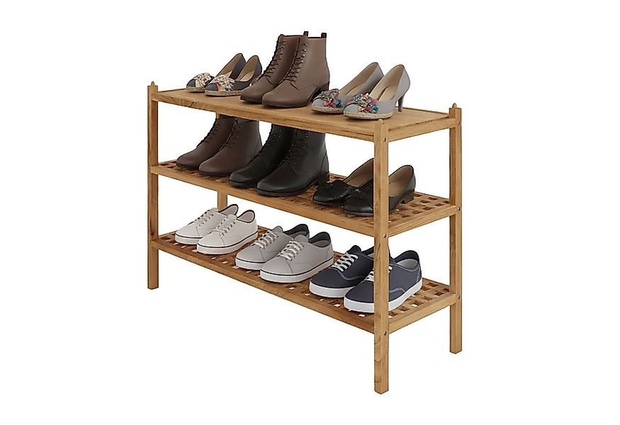 relaxdays Schuhregal aus Walnuss mit 3 Ebene günstig online kaufen