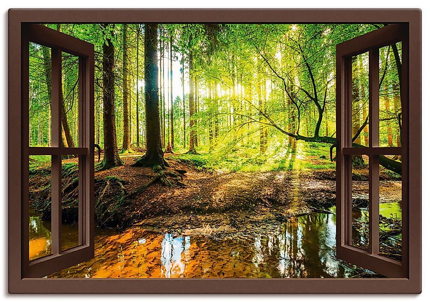 Artland Wandbild »Fensterblick - Wald mit Bach« Wald 1 Stk. tlg. als Leinwa günstig online kaufen