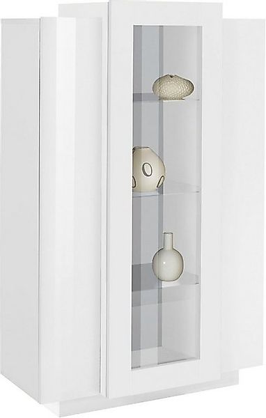 möbelando Standvitrine Corona (BxHxT: 80x120,5x38 cm) in weiß/weiß Hochglan günstig online kaufen