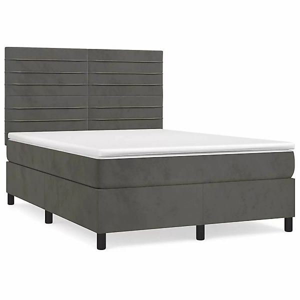 vidaXL Boxspringbett mit Matratze Dunkelgrau 140x200 cm Samt1348926 günstig online kaufen