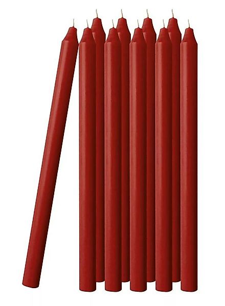 10 Stück Stabkerzen 30cm Lang Tropffrei Premium Antik-Rot Durchgefärbt günstig online kaufen