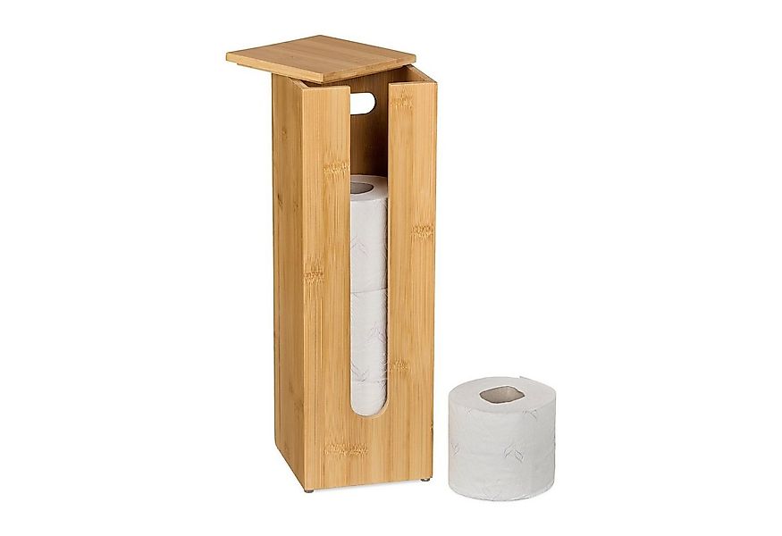 relaxdays Toiletten-Ersatzrollenhalter Toilettenpapier Aufbewahrung aus Bam günstig online kaufen