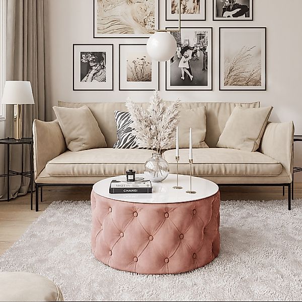 Lookway Couchtisch CHESTERFIELD 70 cm runder günstig online kaufen