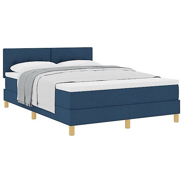 vidaXL Bett Boxspringbett mit Matratze Blau 140x190 cm Stoff (1-tlg) günstig online kaufen
