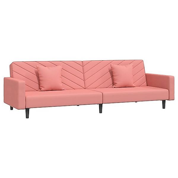 vidaXL Schlafsofa, Sofa 2-Sitzer mit 2 Kissen Rosa Samt günstig online kaufen