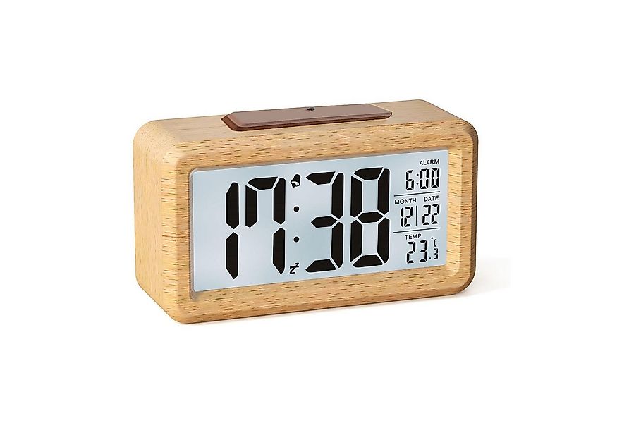 Coonoor Wecker Digital-Holz-Wecker mit LCD-Display, Lichtsensor und Schlumm günstig online kaufen
