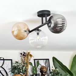 hofstein Deckenleuchte Deckenlampe aus Metall/Riffelglas in günstig online kaufen