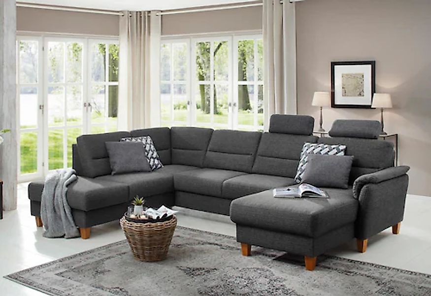 Home affaire Wohnlandschaft »Palmera U-Form, B: 308 cm« optional Bettfunkti günstig online kaufen