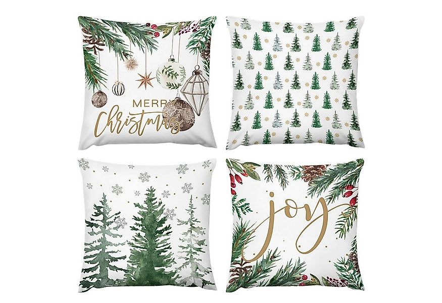 Coonoor Kissenbezug 4er Set Weihnachtskissenbezüge, Weihnachtsbaum und Schn günstig online kaufen