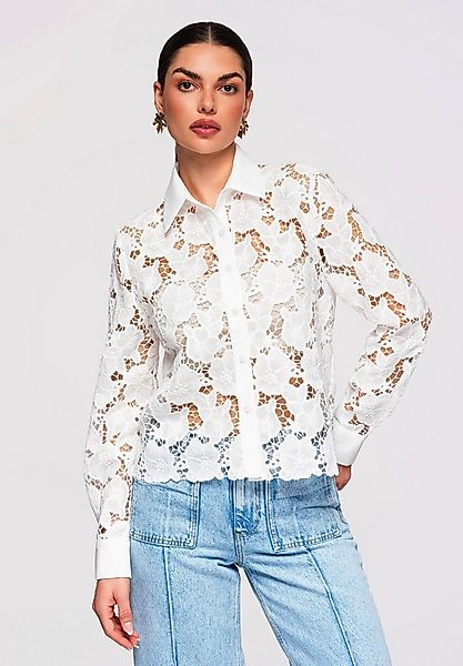 OMBRE Spitzenbluse Damen-Spitzenbluse mit klassischem Kragen günstig online kaufen