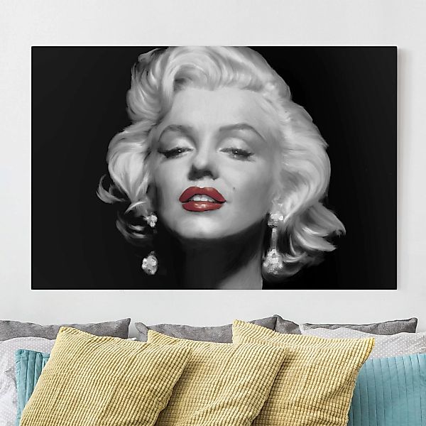 Leinwandbild - Querformat Marilyn mit roten Lippen günstig online kaufen