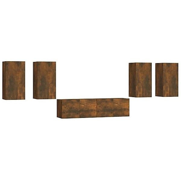 furnicato TV-Schrank 6-tlg. TV-Schrank-Set Räuchereiche Holzwerkstoff (1-St günstig online kaufen