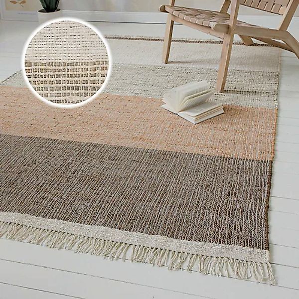 my home Teppich »Dallin«, rechteckig, 4 mm Höhe, 80% Jute, handgewebt, mit günstig online kaufen