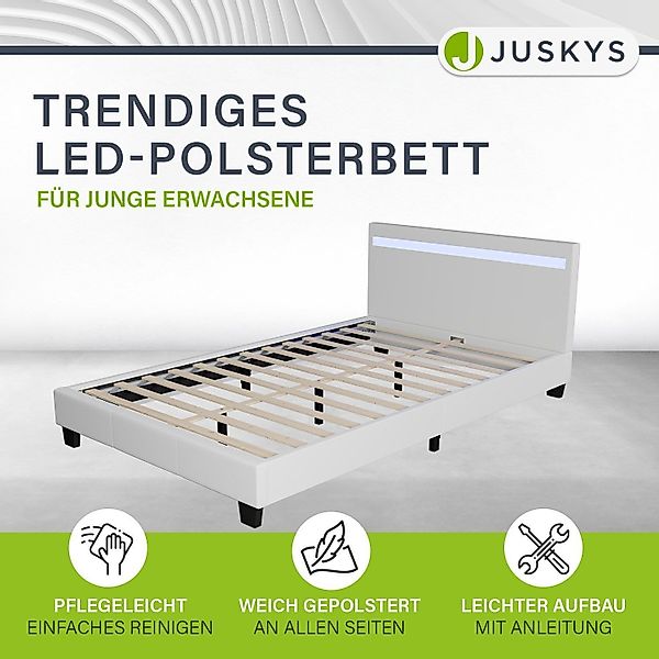 Juskys Polsterbett Paris, 120x200 cm, LED-Licht, günstig online kaufen