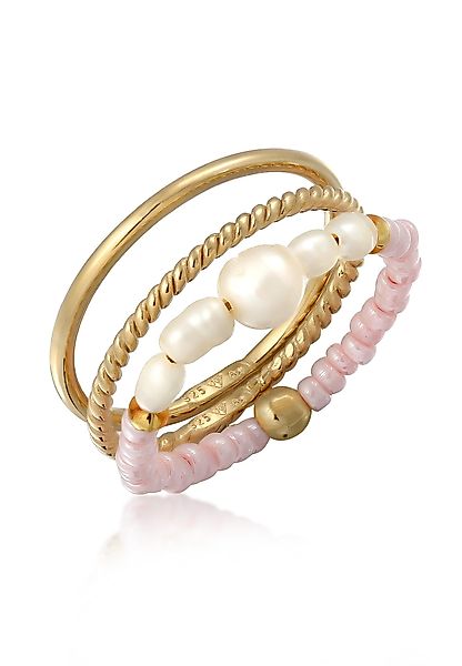 Elli Ring-Set Glasbeads Süßwasserperlen 3er Set günstig online kaufen