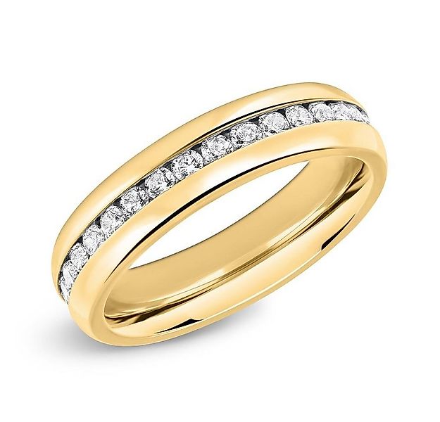 Unique Fingerring Vergoldeter Edelstahlring mit Zirkonia in 5mm Breite günstig online kaufen
