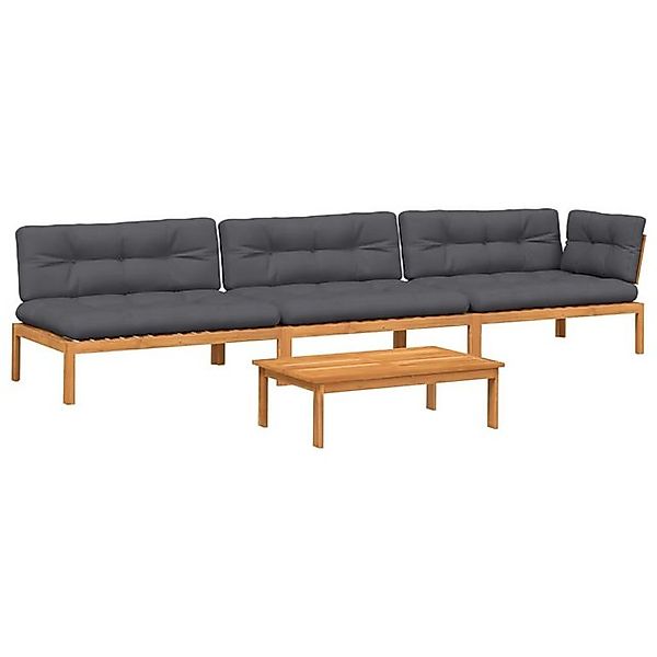 vidaXL Loungesofa 4-tlg. Garten-Sofagarnitur aus Paletten mit Kissen Akazie günstig online kaufen