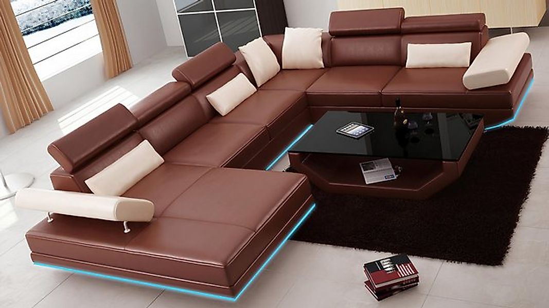 Xlmoebel Ecksofa Sofa aus Leder mit USB-Anschluss in modernem Design - Eckc günstig online kaufen