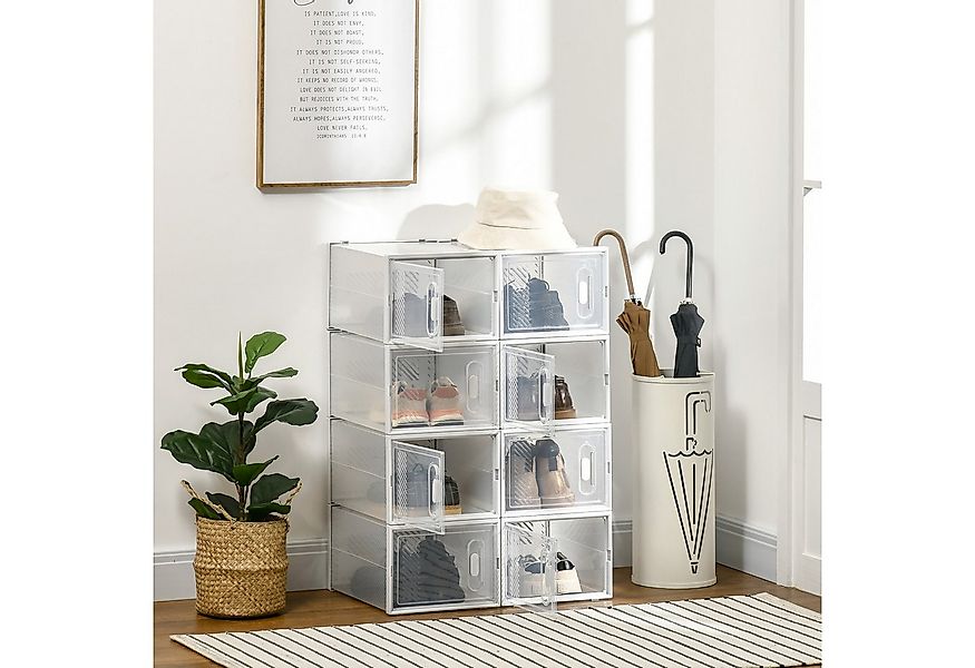 HOMCOM Schuhregal 8er Set, mit magnetischen Türen, Deckel, aus Kunststoff, günstig online kaufen