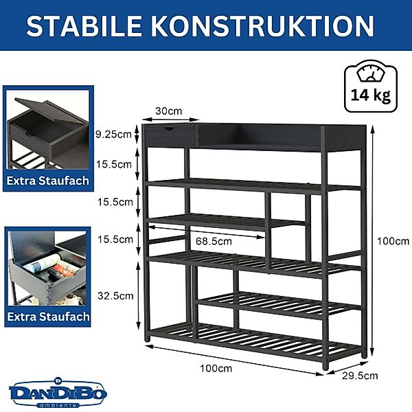DanDiBo Schuhregal Schmal Hoch Metall Schwarz günstig online kaufen