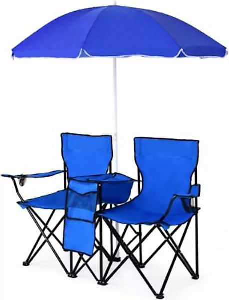 COSTWAY® Campingstuhl Paare mit Sonnenschirm faltbar blau  Kinder günstig online kaufen