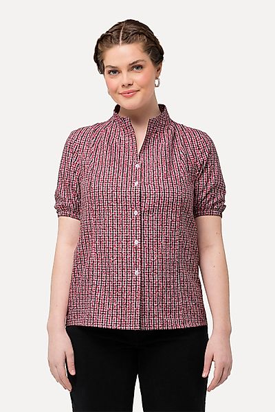 Ulla Popken Longbluse Trachtenbluse Karo Kelchkragen günstig online kaufen