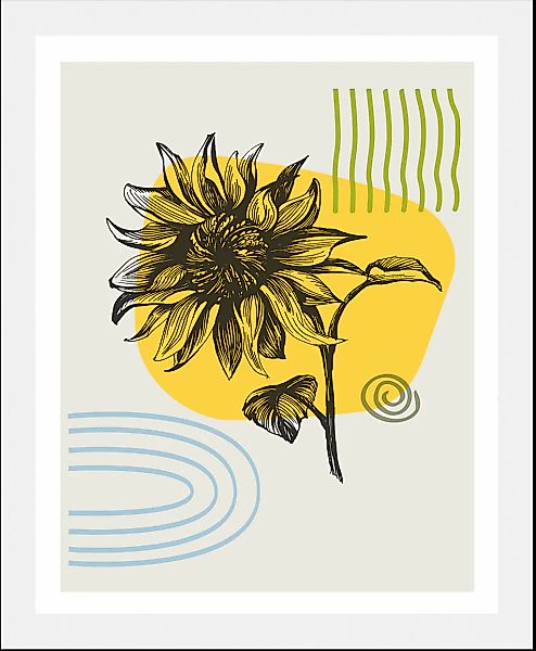 queence Bild »Sunflower«, (1 St.), HD Premium Poster-Druck inkl. Holzrahmen günstig online kaufen